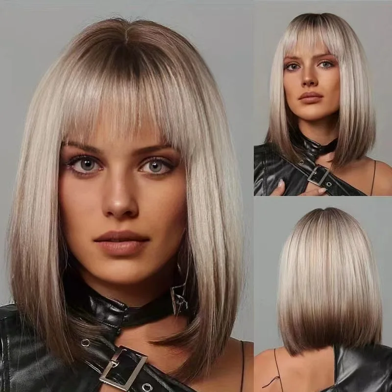 New Cross border Wig European and American Women's Brown Gradient Straight Hair Bob Wig Chemical Fiber Head Cover
New Cross border Wig European and American Women's Brown Gradient Straight Hair Bob Wig Chemical Fiber Head Cover