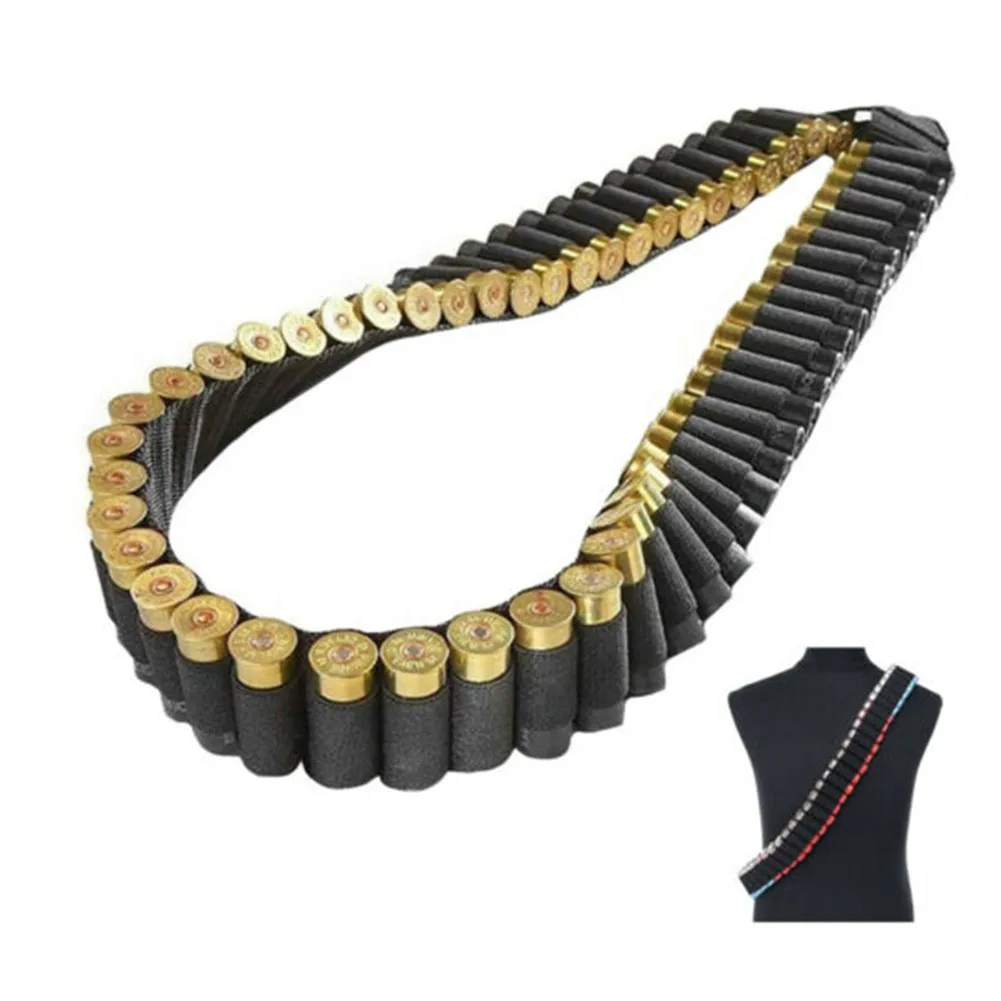 

Hunting 50 Rounds Bandolier Belt 12/20 Gauge Cartridge Bullet Pouch Belt Airsoft Gun Ammo Holder Shell Belt Hunting Accessories