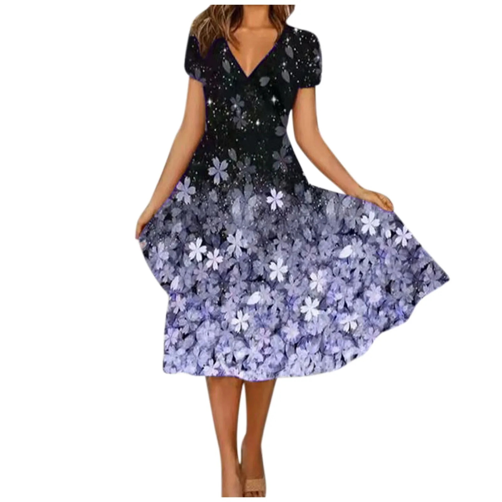 Women'S Summer Casual Fashion Floral Print Short Sleeve V-Neck Swing Dress Formal Occasion Dresses Evening Dress Loose Y2k
Women'S Summer Casual Fashion Floral Print Short Sleeve V-Neck Swing Dress Formal Occasion Dresses Evening Dress Loose Y2k