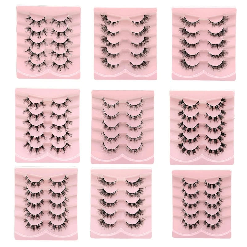 

Natural Look Faux Mink Lashes Fuzzy False Eyelashes 5 Pairs Eye Lashes Fake Eyelashes for Women Eye Makeup