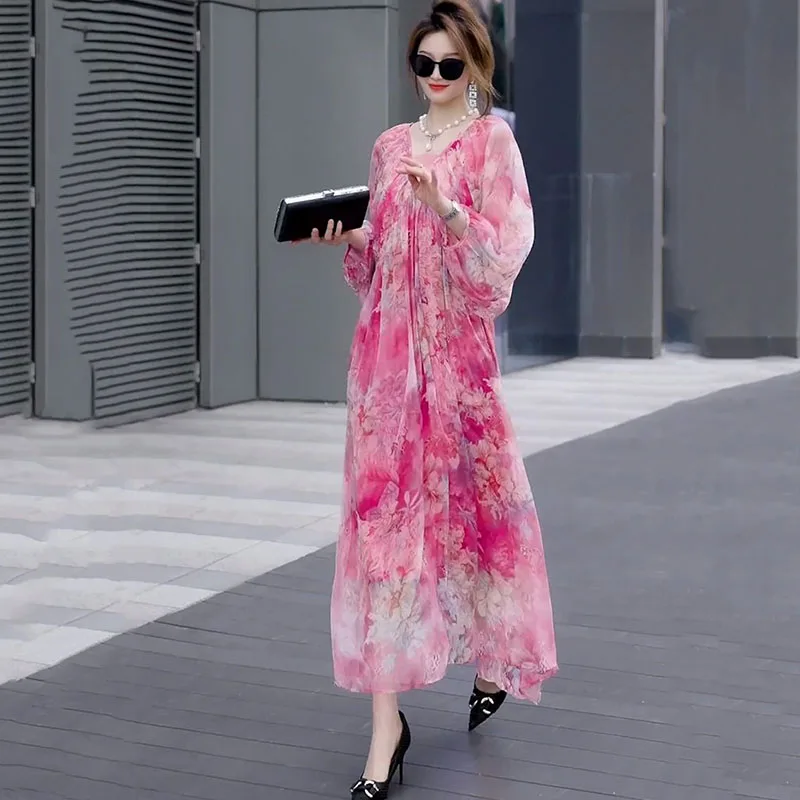 Chiffon Long Sleeve Floral Print Dresses Bohemian Women 2024New Summer Beach Party Maxi Dress Female Loose Elegant Vestidos Robe
Chiffon Long Sleeve Floral Print Dresses Bohemian Women 2024New Summer Beach Party Maxi Dress Female Loose Elegant Vestidos Robe