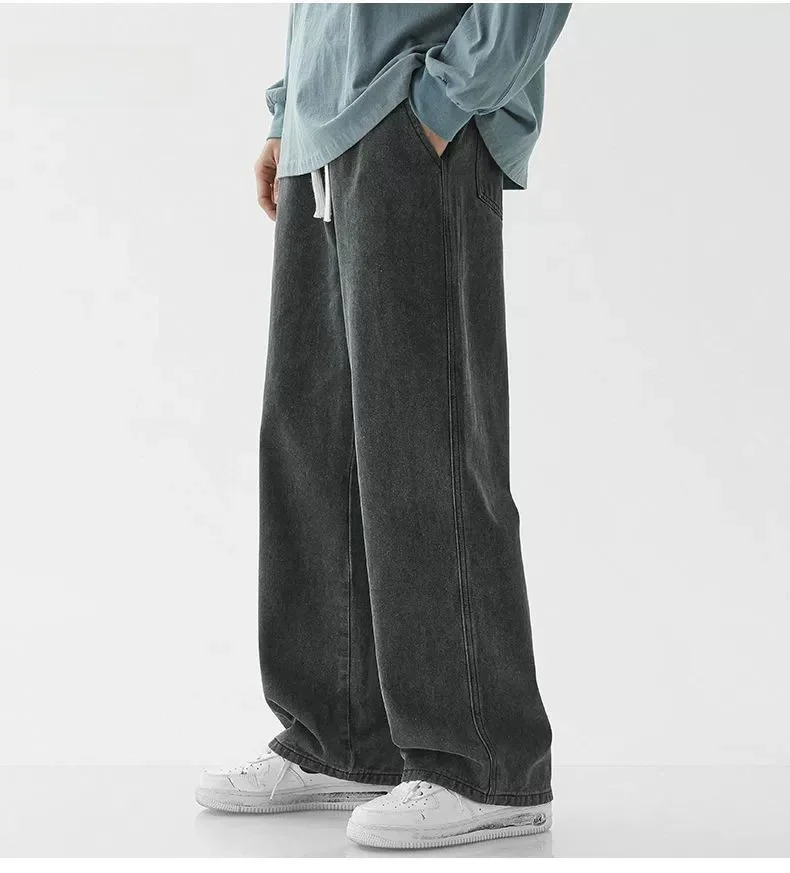 بنطلون جينز رجالي كاجوال واسع الساق بلون أزرق فاتح بتصميم عتيق على الطراز الأمريكي، بنطلون دينيم فضفاض بقصة مستقيمة للمراهقين بنطلون جينز رجالي كاجوال واسع الساق بلون أزرق فاتح بتصميم عتيق على الطراز الأمريكي، بنطلون دينيم فضفاض بقصة مستقيمة للمراهقين