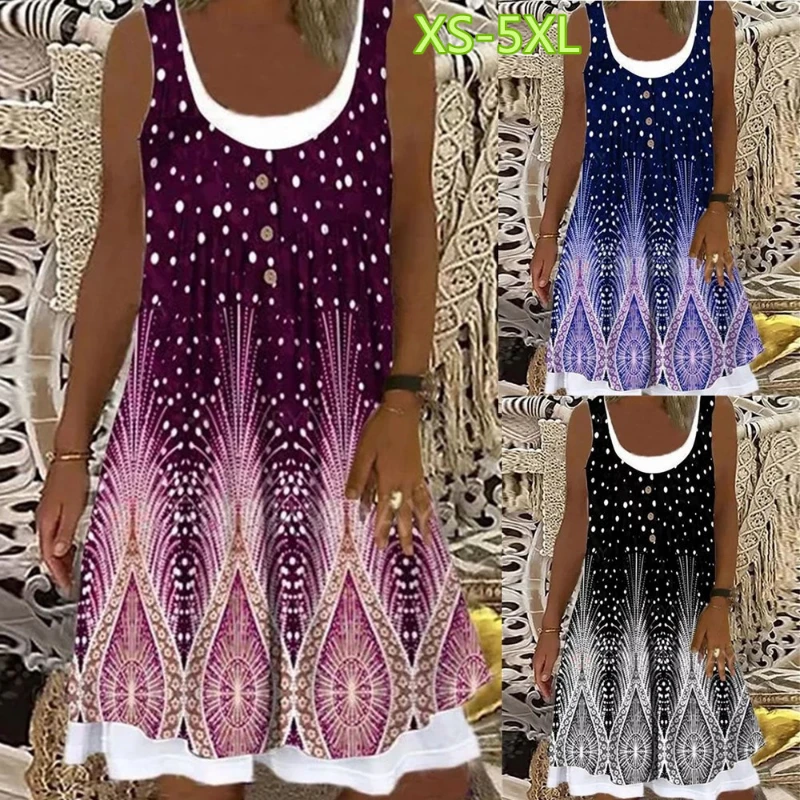 Women's A-Line Dress Sleeveless Spring Summer Casual Daily Patchwork Print Knee Length Dress Fashion Gradient Print Skirt 2022
Women's A-Line Dress Sleeveless Spring Summer Casual Daily Patchwork Print Knee Length Dress Fashion Gradient Print Skirt 2022
