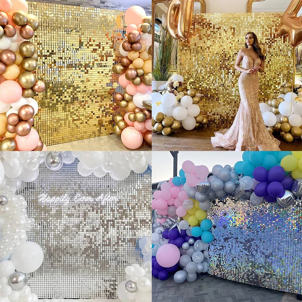 

18pcs/lot Sequin Backdrop Sequins Wall Panels Wedding Birthday Party Shimmer Wall decoration shiny background curtain 30x30cm