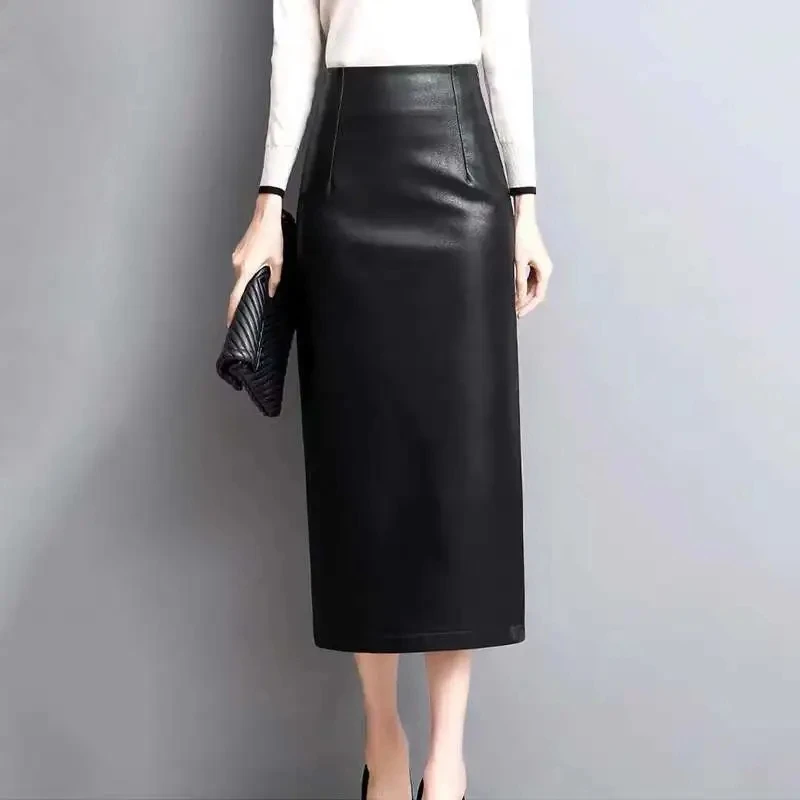 Slim Straight Faux Leather Skirt Women Spring New Package Hip Long PU Jupe Chic Split Designed Fashion Solid Skirts Mujer Faldas
Slim Straight Faux Leather Skirt Women Spring New Package Hip Long PU Jupe Chic Split Designed Fashion Solid Skirts Mujer Faldas