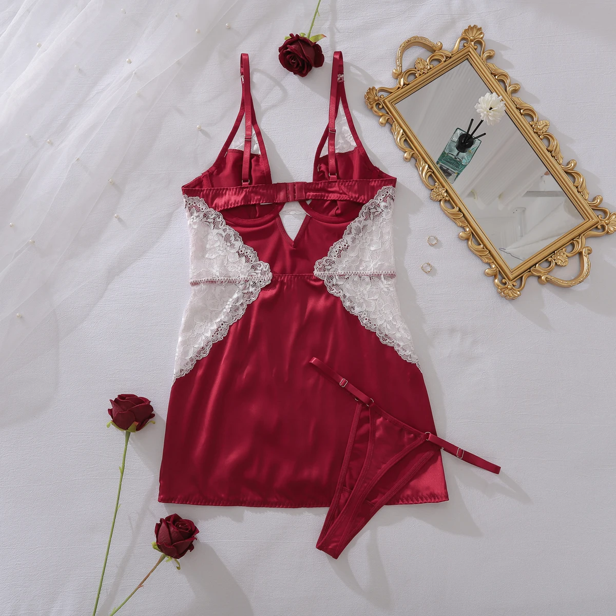 Muziskat 2025 New Lace Patchwork Ladies Bra Set Sexy Erotic Low-cut Luxury French Nightgown Split Sling Two Piece Set 28 Sfa1ffebc3b0a4abea0e1651192d19b5aM