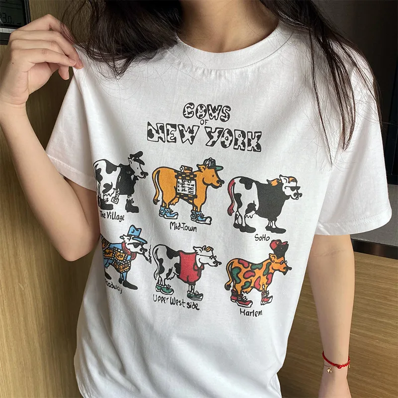 kuakuayu HJN Funny Cows of New York Graphic Printing Women T Shirts Loose Short Sleeve Cotton Tops Tee Summer Cute Casual Shirts
kuakuayu HJN Funny Cows of New York Graphic Printing Women T Shirts Loose Short Sleeve Cotton Tops Tee Summer Cute Casual Shirts