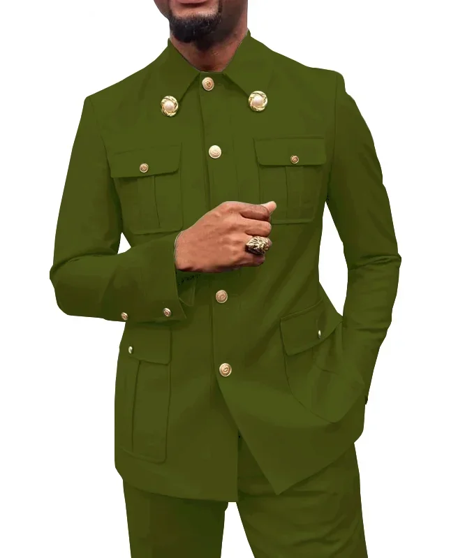 Gwenhwyfar Army Green Safari Men's Suits Tailor-Made Blazers Pants Normal Business Causal Party Singer Groom Wedding Prom
Gwenhwyfar Army Green Safari Men's Suits Tailor-Made Blazers Pants Normal Business Causal Party Singer Groom Wedding Prom
