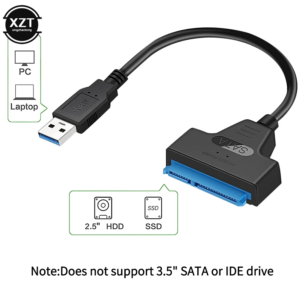 USB 3.0 to SATA Cable Up to 6 Gbps for 2.5 Inch External HDD SSD Hard Drive SATA 22 Pin Adapter Support Win8/9/10/Linux System
USB 3.0 to SATA Cable Up to 6 Gbps for 2.5 Inch External HDD SSD Hard Drive SATA 22 Pin Adapter Support Win8/9/10/Linux System