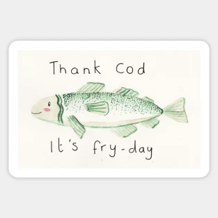 Thank Cod Its Fry Day 5PCS Stickers for Stickers Decor Car Cartoon Funny Room Laptop Background Anime Kid Bumper Decorations