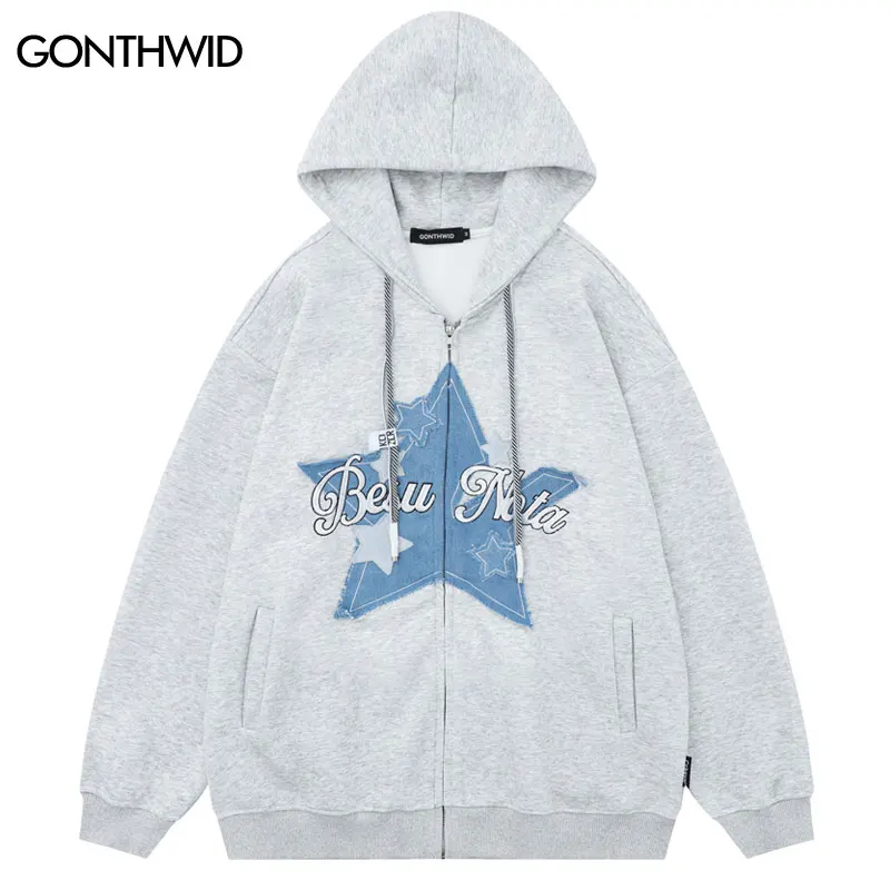 Hip Hop Hoodie Coat Y2K Men Harajuku Embroidery Star Patch Letter Zipper Hooded Sweatshirt Jacket Streetwear Fashion Loose Coats
Hip Hop Hoodie Coat Y2K Men Harajuku Embroidery Star Patch Letter Zipper Hooded Sweatshirt Jacket Streetwear Fashion Loose Coats