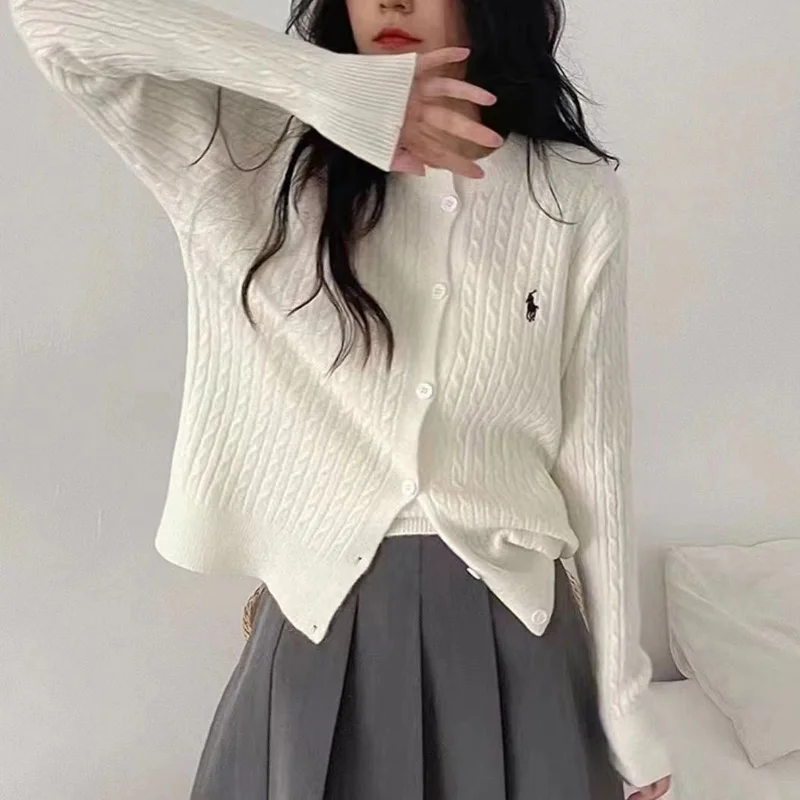 Женский вязаный кардиган с длинным рукавом и круглым вырезом, Осень-зима
Женский вязаный кардиган с длинным рукавом и круглым вырезом, Осень-зима