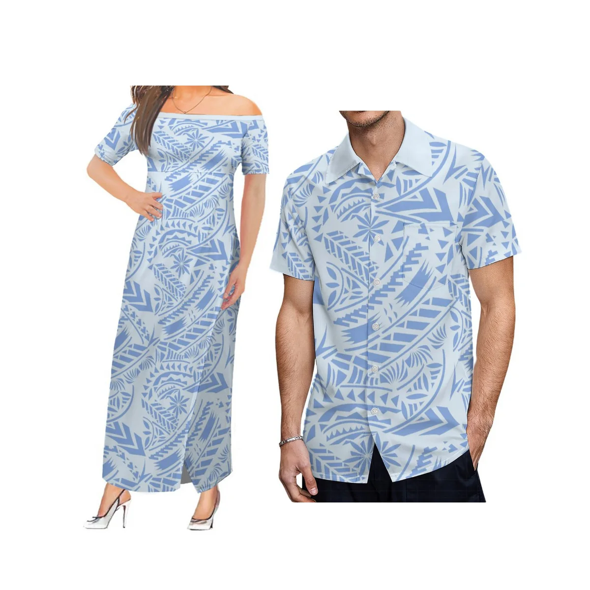 

2024, Прямая поставка, длинное платье на заказ, Гавайский стиль, женское полинезийское платье с одним открытым плечом и разрезом, повседневные платья