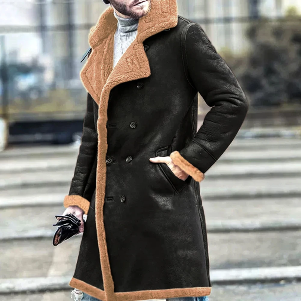 New Men Winter Thickened Warm Double Breasted Trench Coat Lapel Fur Lined Jackets Outwear Faux Leather Velvet Solid Men's Jacket
New Men Winter Thickened Warm Double Breasted Trench Coat Lapel Fur Lined Jackets Outwear Faux Leather Velvet Solid Men's Jacket