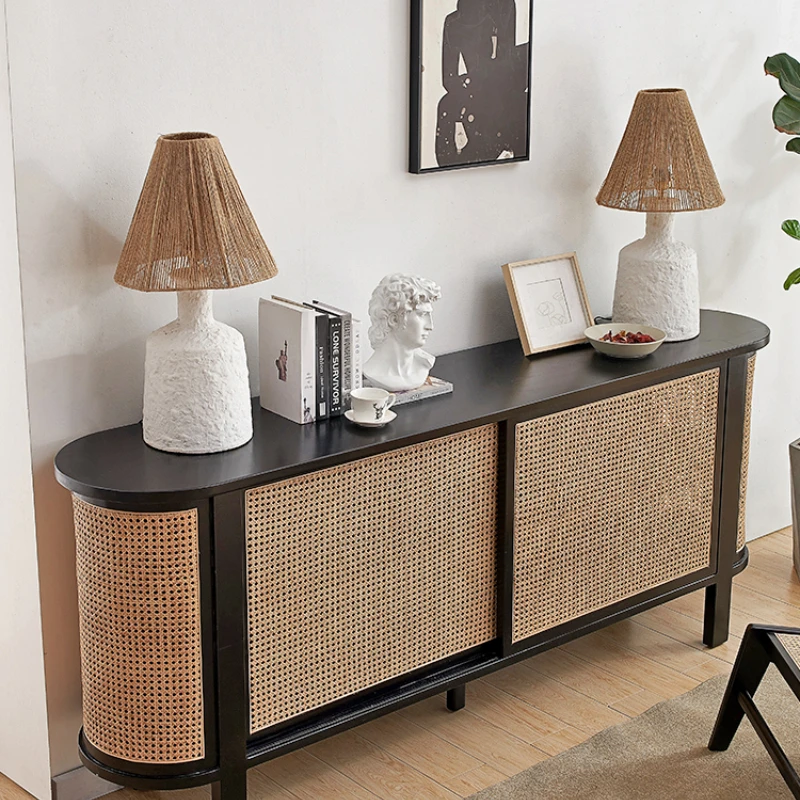Sideboard Cabinet Solid Wood Entrance Cabinet Medium-Ancient Black Log Rattan Storage Tea Chest of Drawers
Sideboard Cabinet Solid Wood Entrance Cabinet Medium-Ancient Black Log Rattan Storage Tea Chest of Drawers