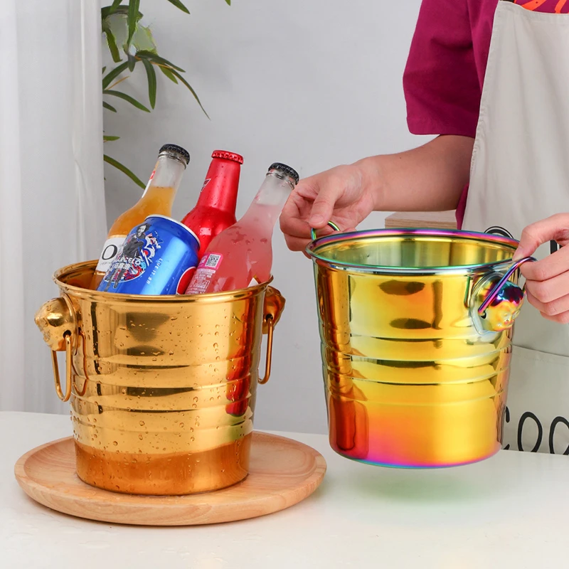 Bar Tools Summer Camping Picnic Binaural Hook Large Capacity Stainless Steel Ice Bucket Champagne Bucket Wine Beer Ice Bucket 
Bar Tools Summer Camping Picnic Binaural Hook Large Capacity Stainless Steel Ice Bucket Champagne Bucket Wine Beer Ice Bucket