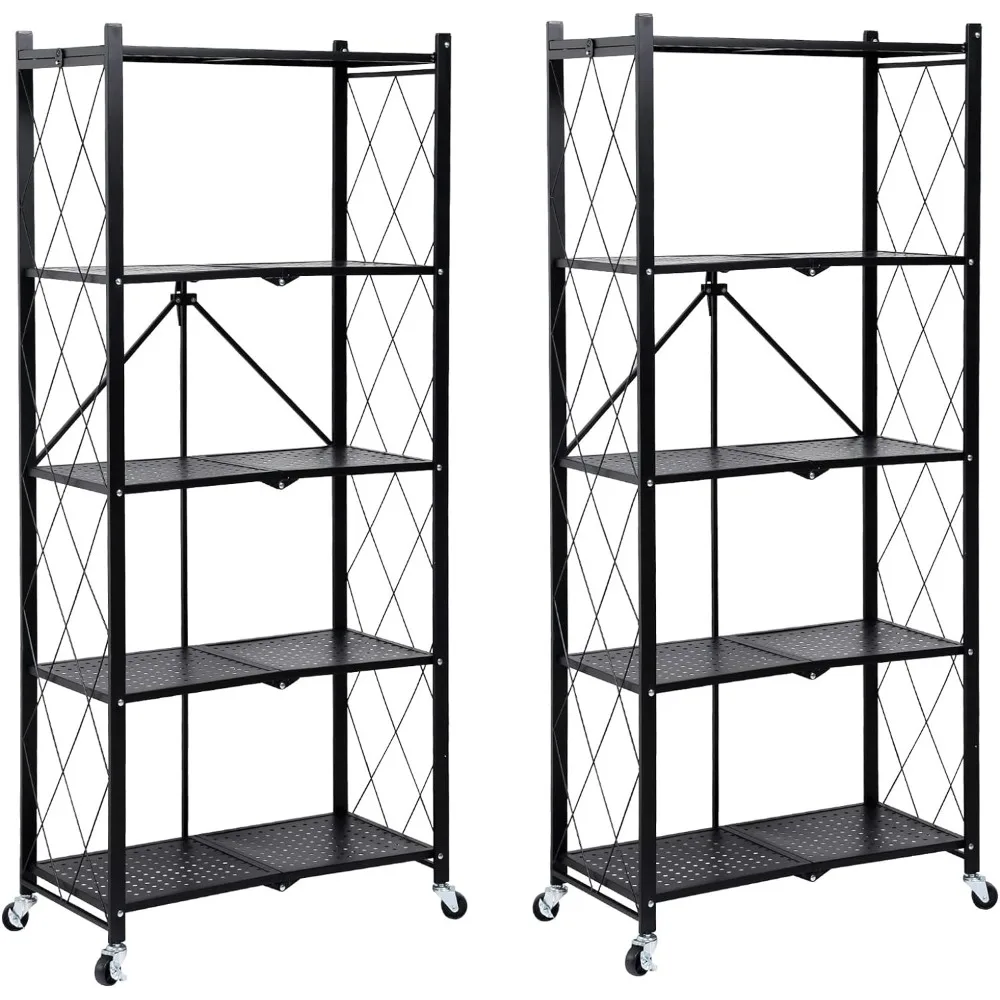 5-layer heavy-duty foldable metal storage rack with wheels, easy to move storage rack is perfect for kitchens,
5-layer heavy-duty foldable metal storage rack with wheels, easy to move storage rack is perfect for kitchens,