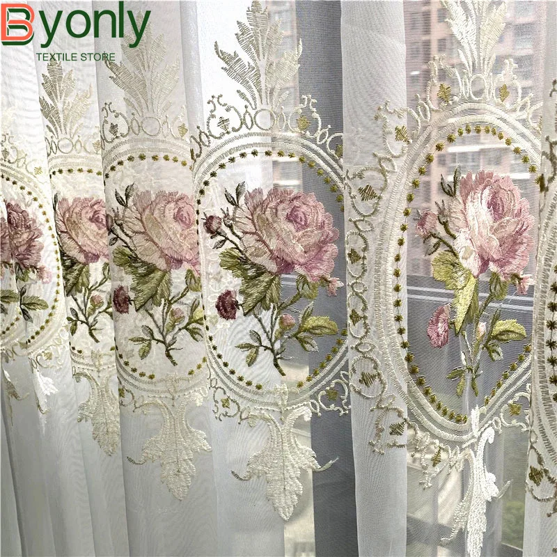 New American Rose Embroidery Window Screen Curtains for Living Room Bedroom Balcony Float Windows Customized Tulle Villa
New American Rose Embroidery Window Screen Curtains for Living Room Bedroom Balcony Float Windows Customized Tulle Villa