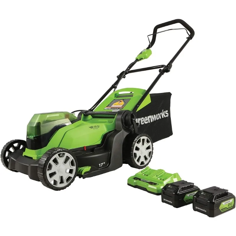 Greenworks 48V (2 x 24V) 17" Cordless (Push) Lawn Mower (125+ Compatible Tools), (2) 4.0Ah Batteries and Dual Port Rapid Charger
Greenworks 48V (2 x 24V) 17" Cordless (Push) Lawn Mower (125+ Compatible Tools), (2) 4.0Ah Batteries and Dual Port Rapid Charger
