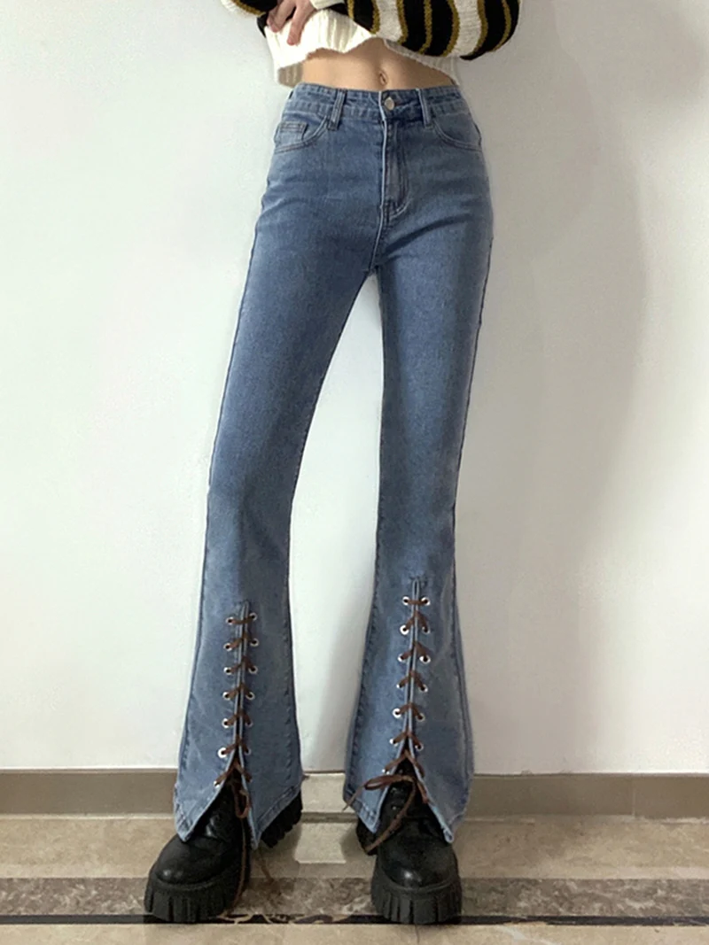 Streetwear Women's Jeans 2022 Spring Summer Solid Goth Vintage Clothes Harajuku Split Lace Up Flare Denim Pants Aesthetic Female
Streetwear Women's Jeans 2022 Spring Summer Solid Goth Vintage Clothes Harajuku Split Lace Up Flare Denim Pants Aesthetic Female