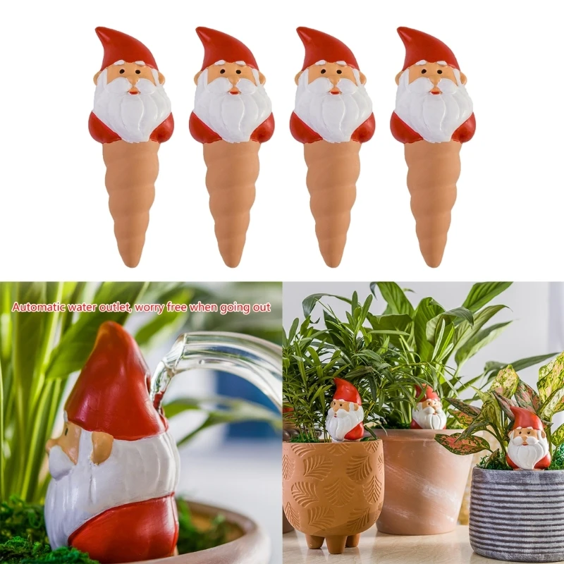 

4Pcs Self Watering Spikes Ceramic Plant Watering Stakes Device Vacation Self-Watering Stakes Santa Shaped Indoor Outdoor
