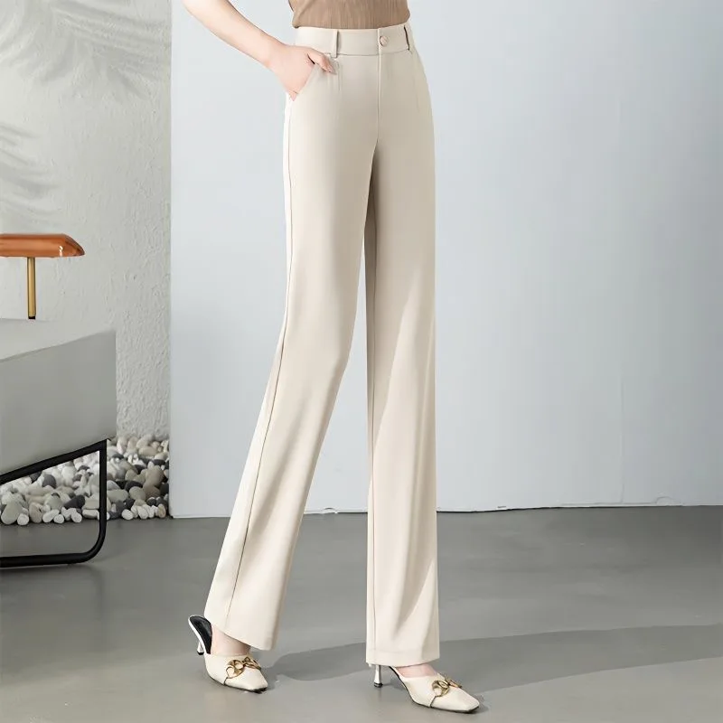 Casual Suit Pants Women's Summer Thin White Elastic High Waist Pocket Button Drop Trousers Loose Ice Silk Straight Leg Pants
Casual Suit Pants Women's Summer Thin White Elastic High Waist Pocket Button Drop Trousers Loose Ice Silk Straight Leg Pants