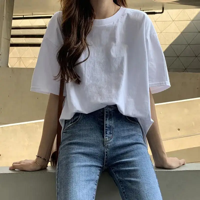 100% Pure Cotton White T-shirt for Women Summer Wear 2024 New Loose Short Sleeved Bottom Shirt with Student White Top Underneath
100% Pure Cotton White T-shirt for Women Summer Wear 2024 New Loose Short Sleeved Bottom Shirt with Student White Top Underneath