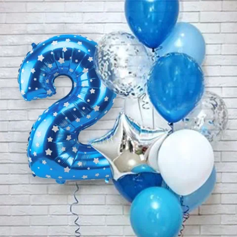 

Blue Foil Number Balloons 1st 2nd 3rd 4 5 6 7 Years Happy Birthday Baby Boy Party Decorations Kids My 1 One First Supplies