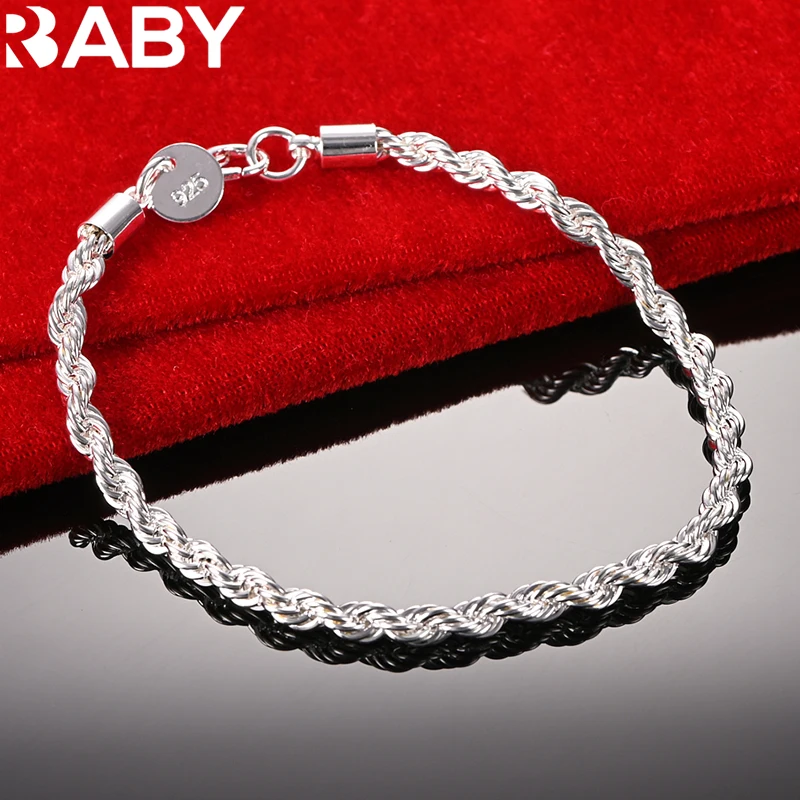 URBABY 925 Sterling Silver Bracelet For Women Men 4MM Twisted Rope Chain Bracelets Fashion Wedding Party Jewelry Holiday Gift
URBABY 925 Sterling Silver Bracelet For Women Men 4MM Twisted Rope Chain Bracelets Fashion Wedding Party Jewelry Holiday Gift