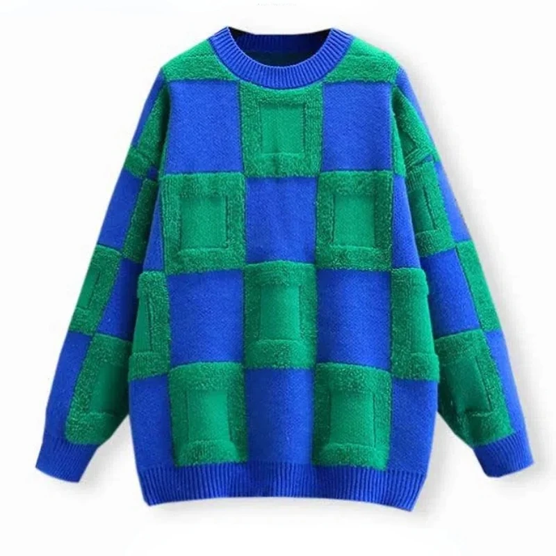 Knitted Sweater Women Winter Pullover Korean Fashion 2022 Oversize Loose Clothes O-Neck Long Sleeve Tops Plaid Spliced Jumper
Knitted Sweater Women Winter Pullover Korean Fashion 2022 Oversize Loose Clothes O-Neck Long Sleeve Tops Plaid Spliced Jumper