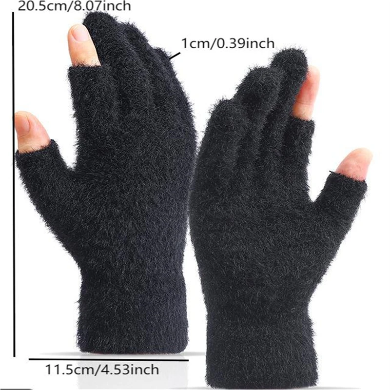 

Thickened Gloves for Winter Women Korean Imitation Mink Hair Warm Knitted Full Finger Outdoor Skiing Resistant Gloves For Women