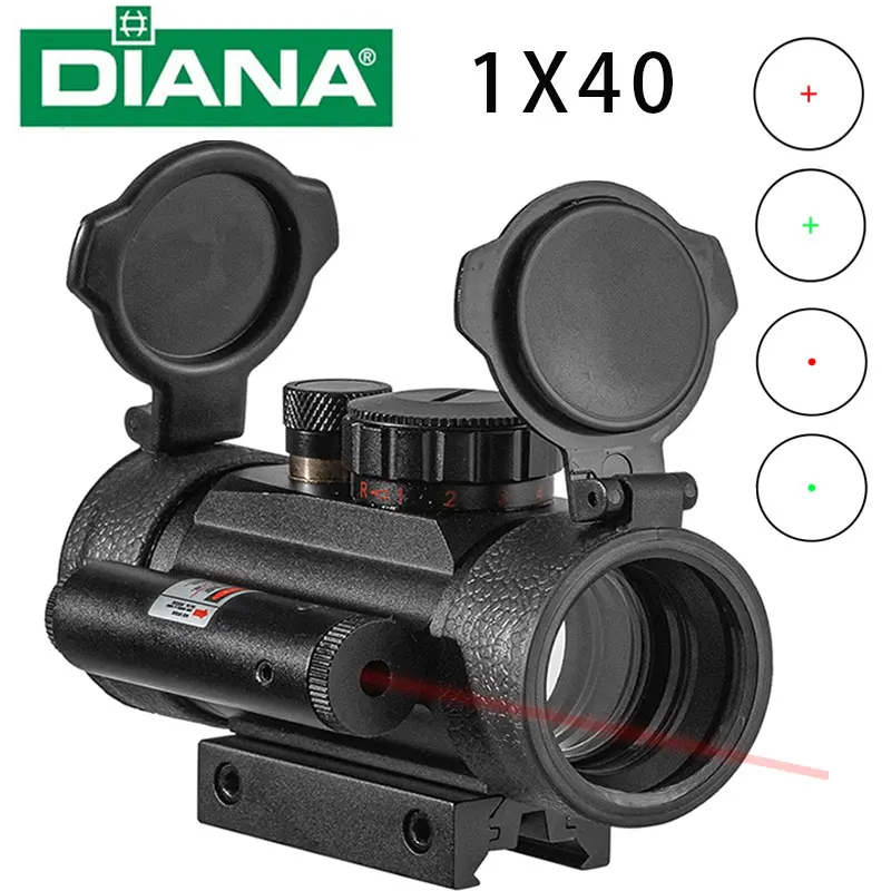 

DIANA 1x40 With Red Laser Green Red Dot Sight Scope Corss Sight Tactical Optics Riflescope Fit 11/20mm Rail Rifle Sight for Hunt