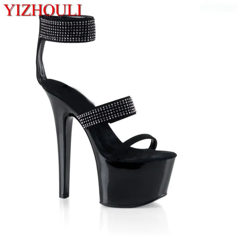 

Catwalk must-have shoes End of super high heels 15cm thick black evening wedding shoes appeal female dance shoes