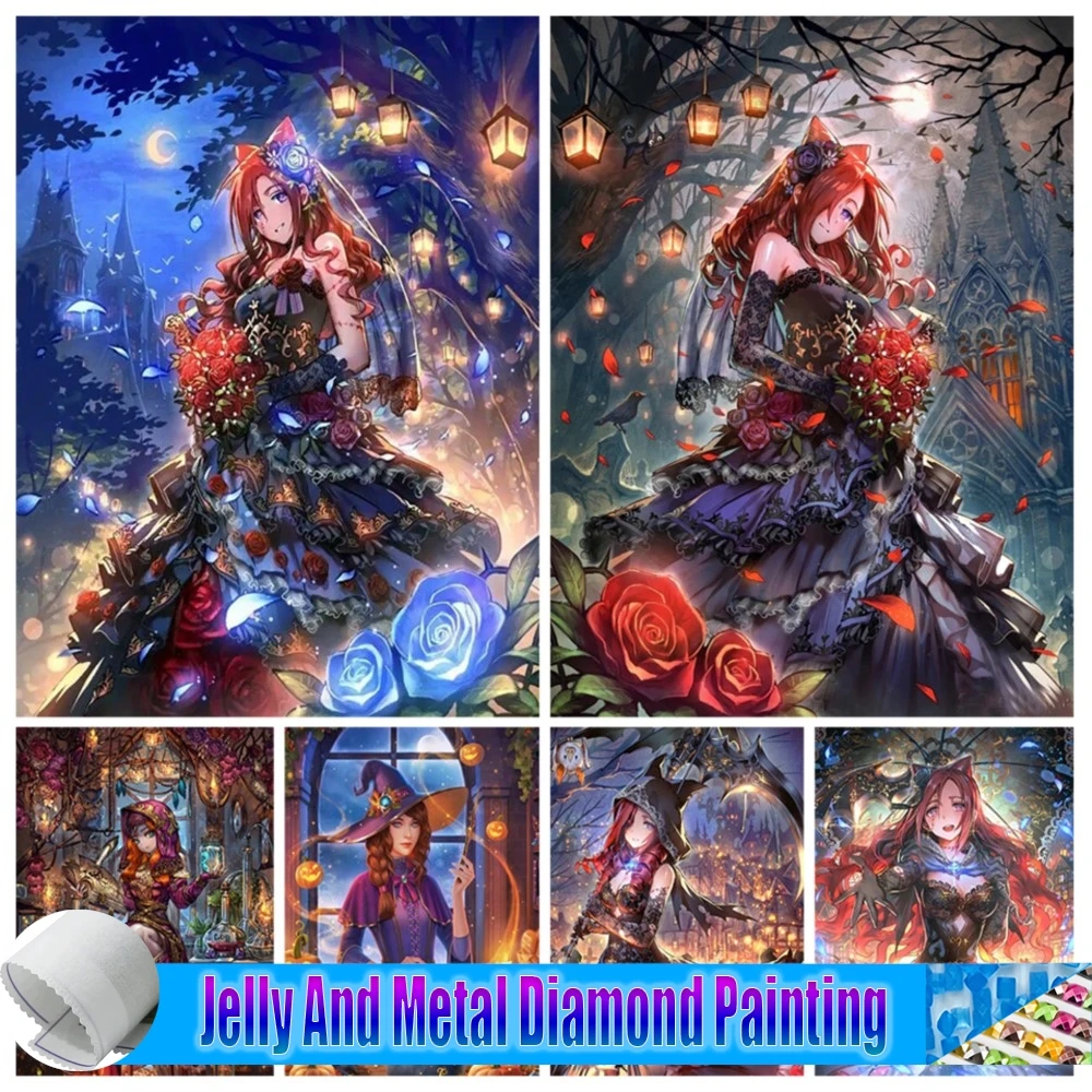 

Witch Jelly And Metal Diamond Painting 5D Kit Cartoon Girl Cross Stitch Fantasy Mosaic Picture Home Decor Handicraft Hobby