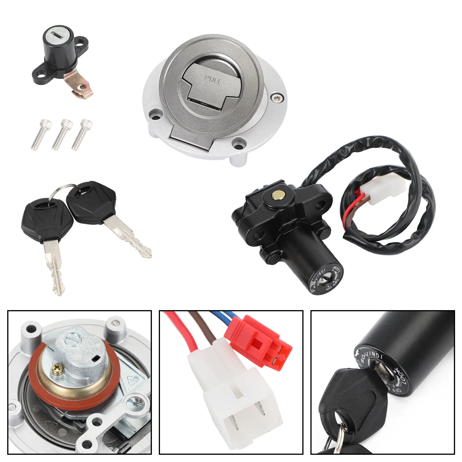 

Artudatech Ignition Switch Fuel Gas Cap Seat Lock Set Keys Fit for Yamaha FJR 1300 FZ1 FZ6 FZ8 XJ 6 YZF R1 R6