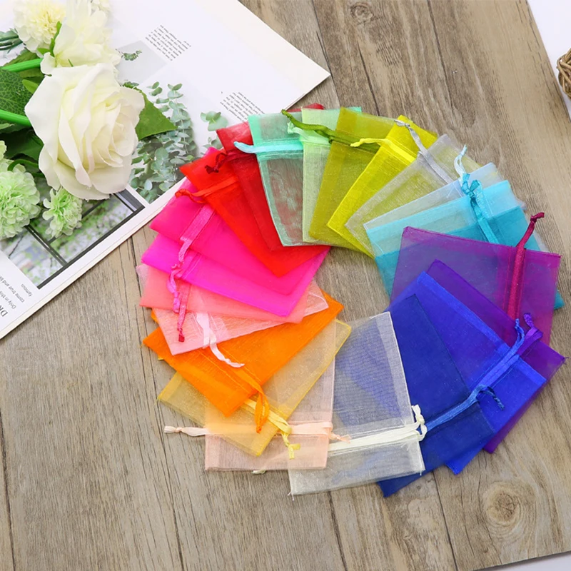 

20pcs 5x7cm/7x9cm Organza Bag Jewelry Packaging Gift Bag Candy Wedding Party Packing Favors Pouches Drawable Bags Present Pouche