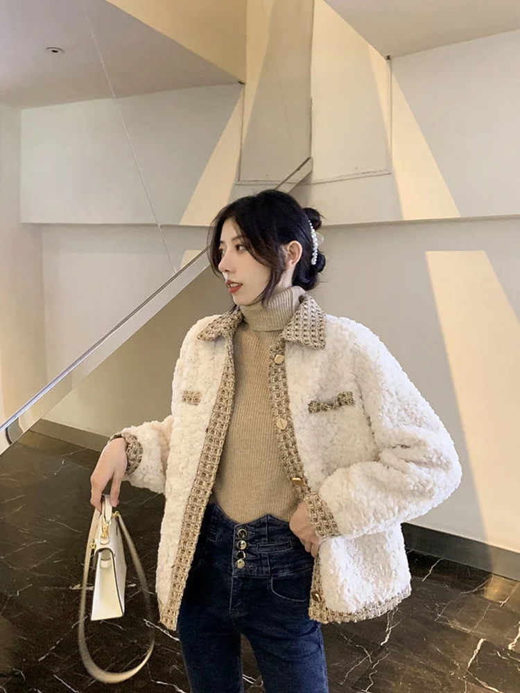 Jmprs Fashion Sweet Faux Lamb Coats Women Elegant Preppy Style Patchwork Jacket Winter Loose Long Sleeve Lady Korean Casual Coat
Jmprs Fashion Sweet Faux Lamb Coats Women Elegant Preppy Style Patchwork Jacket Winter Loose Long Sleeve Lady Korean Casual Coat
