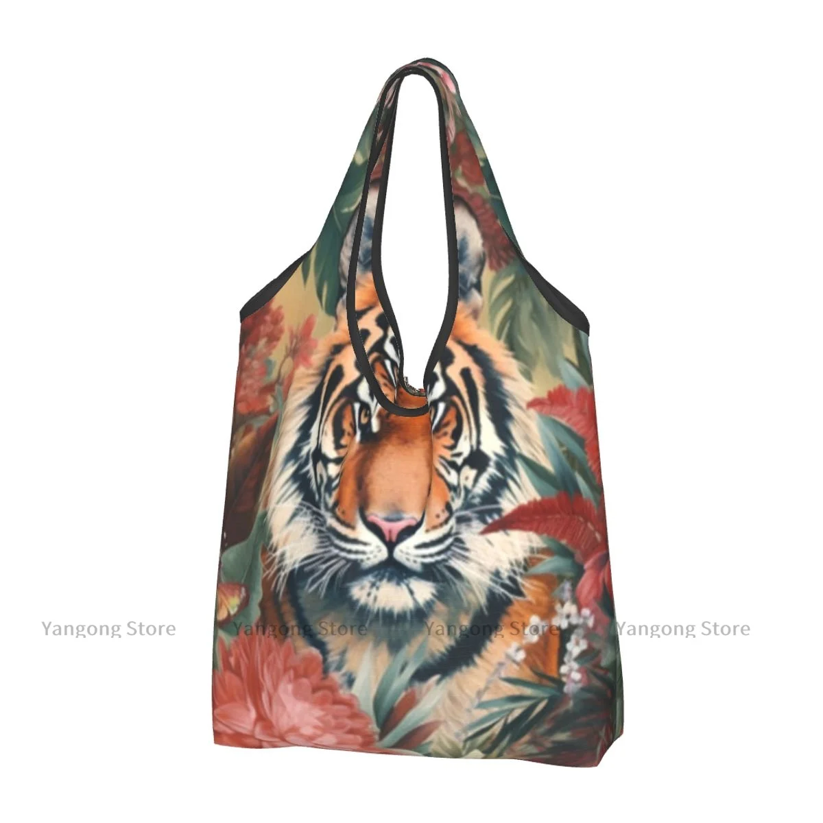Folding Shopping Bag Tiger And Tropical Flowers Reusable Portable Shoulder Handbag for Travel Grocery Pocket Tote
Folding Shopping Bag Tiger And Tropical Flowers Reusable Portable Shoulder Handbag for Travel Grocery Pocket Tote