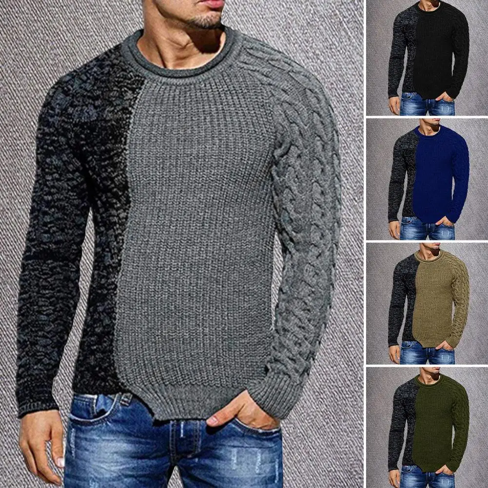 

Sweaters Casual Spring New Men's Casual Long-sleeved Wind Hit The Color Stitching Hedging Sweater