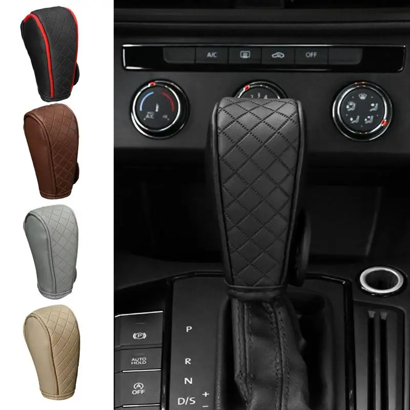 

Car Gear Shift Handle Cover Leather Non-Slip Wear-resistant Shift Knob Decor Protective Cover Universal Car Interior Accessories