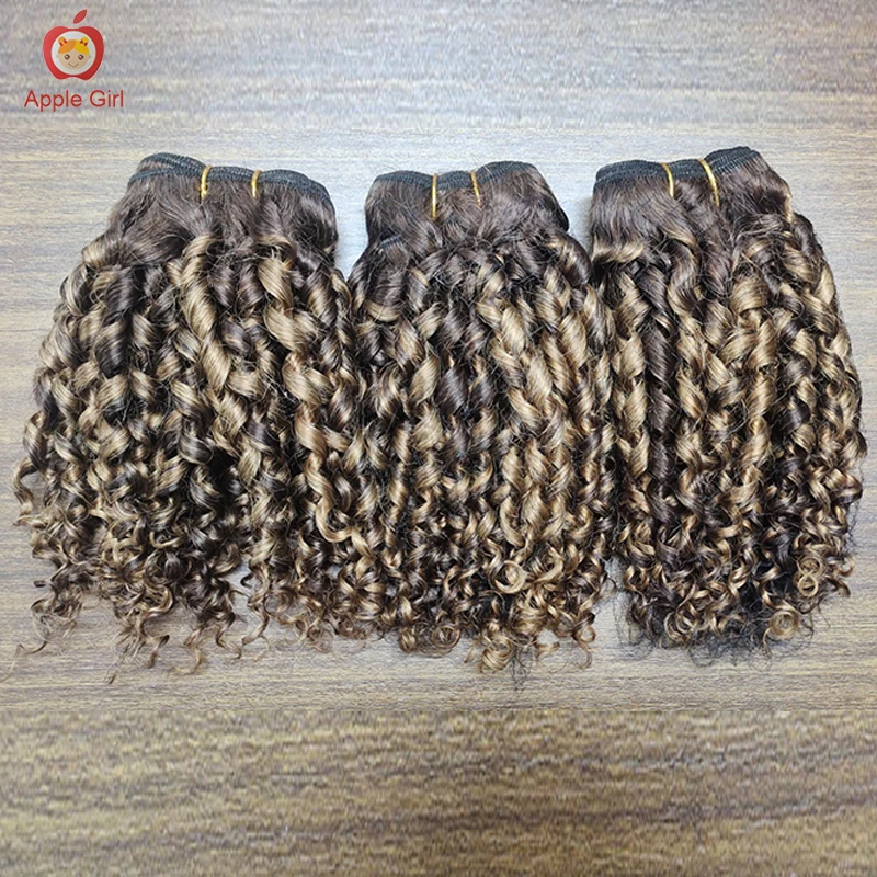 

Highlight Pixie Curl Bundles 1/3/4 Pcs/Lot Funmi Curly 100% Human Hair Bundles Applegirl Brazilian Remy Hair Weave Weft