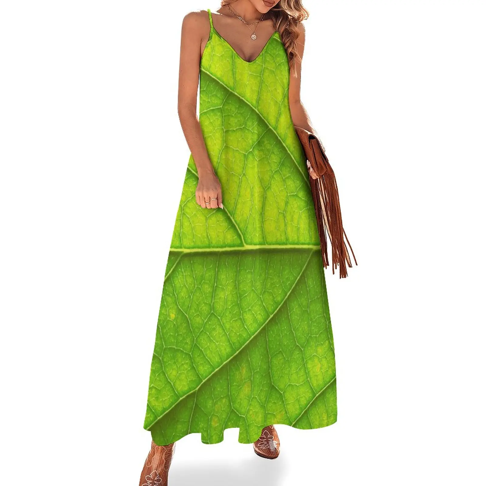 

Женское вечернее платье без рукавов, роскошное платье с зелеными листьями и натуральным Текстурным узором, лето 2024