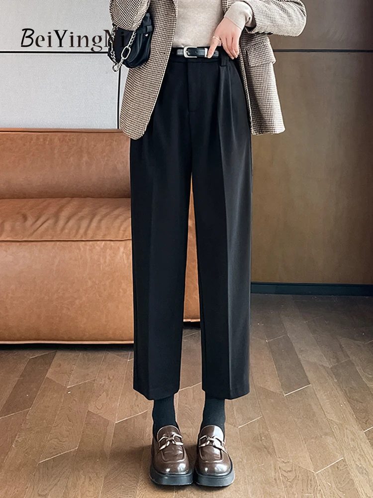Beiyingni Vintage Woolen Harem Pants Female With Belt Casual Korean Fashion Autumn Winter Suit Pants Women Elegant OL Chic Pant 
Beiyingni Vintage Woolen Harem Pants Female With Belt Casual Korean Fashion Autumn Winter Suit Pants Women Elegant OL Chic Pant