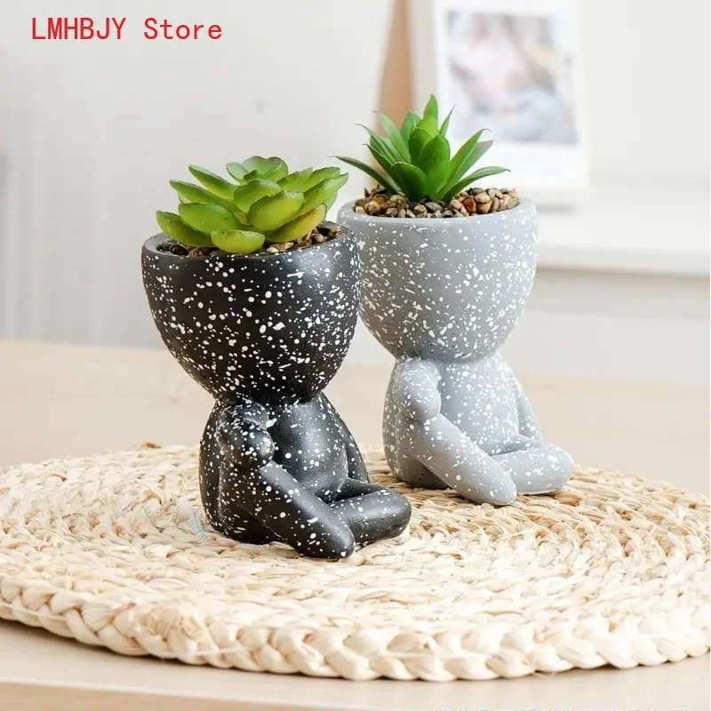 

LMHBJY Succulent Plant Cement Flowerpot Succulent Personality Creative Decoration Office Desktop Handicraft Lazy Flowerpot