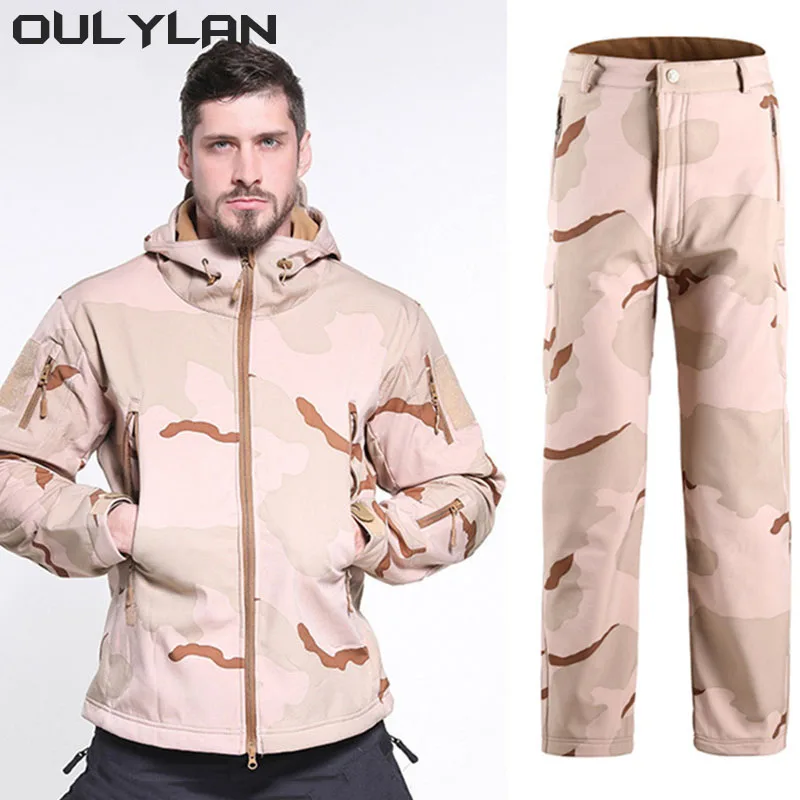 

Oulylan Thermal Camo Clothes Tactical Jackets Set Hunting Fleece Waterproof Fishing Hiking Camping Coat Pants Tracksuits Hooded