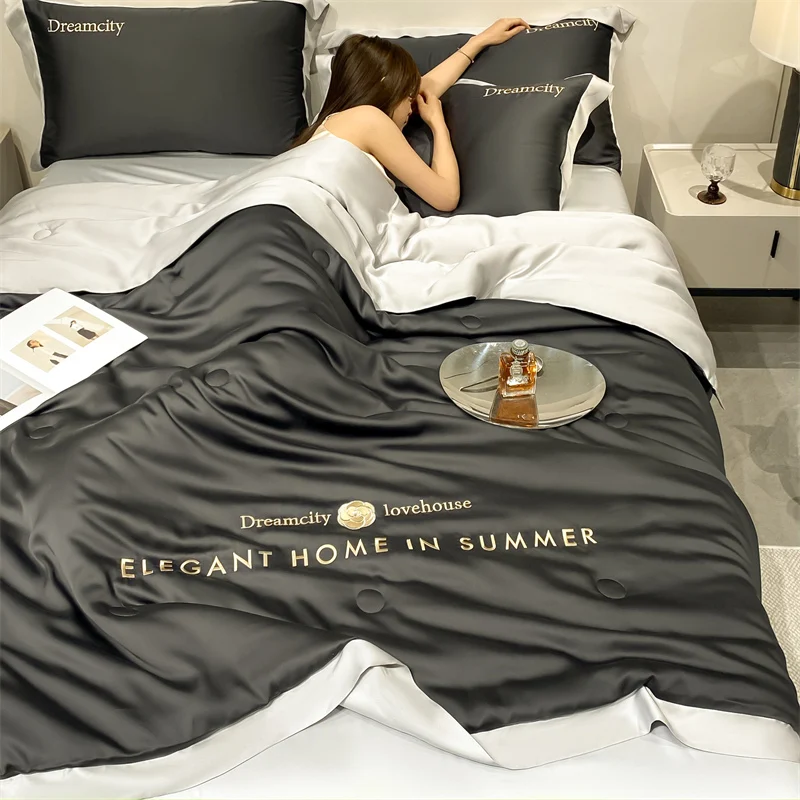 Luxury Washed Silk Summer Cool Quilts European Style Ice Skin Feeling Comforter Embroidered Lightweight Air Conditioner Blanket
Luxury Washed Silk Summer Cool Quilts European Style Ice Skin Feeling Comforter Embroidered Lightweight Air Conditioner Blanket