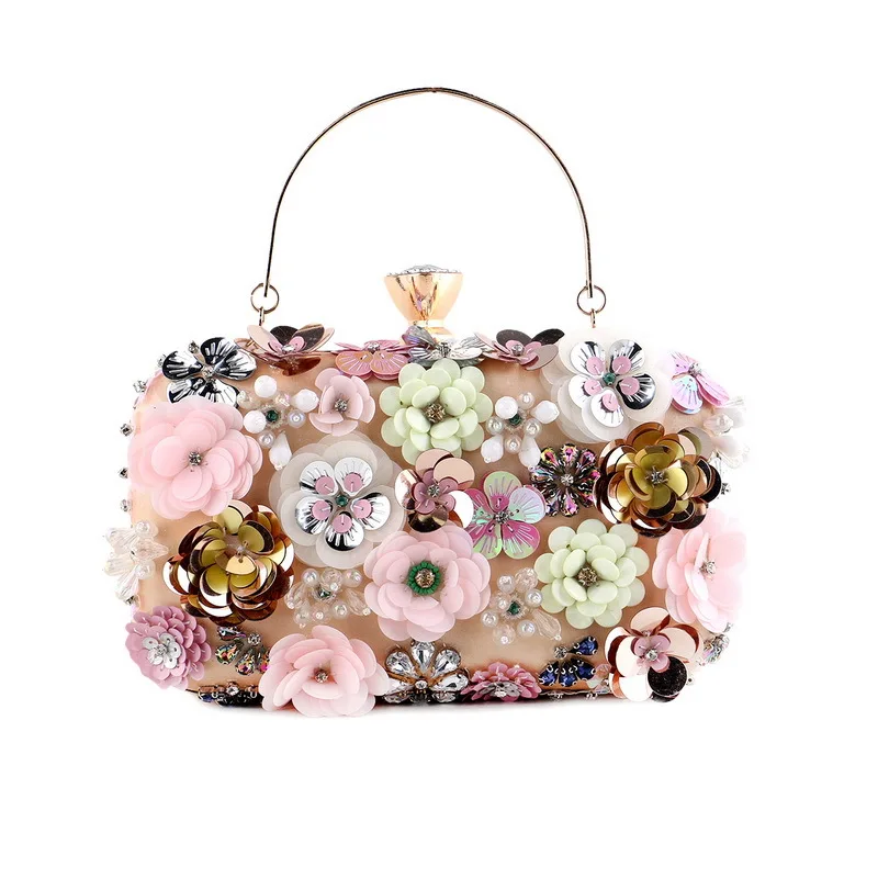 

2024 Beading Flower Women Banquet Handbag Business Party Minaudiere Elegant Fashion Evening Bags Luxury Versatile Clutch Purse