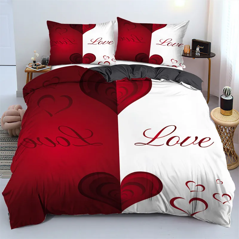 3PCS Red Black Love Heart Bedding Set Quilt Duvet Cover Comforter Pillow Case 3D Double Full King Queen Twin Single Bedroom
3PCS Red Black Love Heart Bedding Set Quilt Duvet Cover Comforter Pillow Case 3D Double Full King Queen Twin Single Bedroom