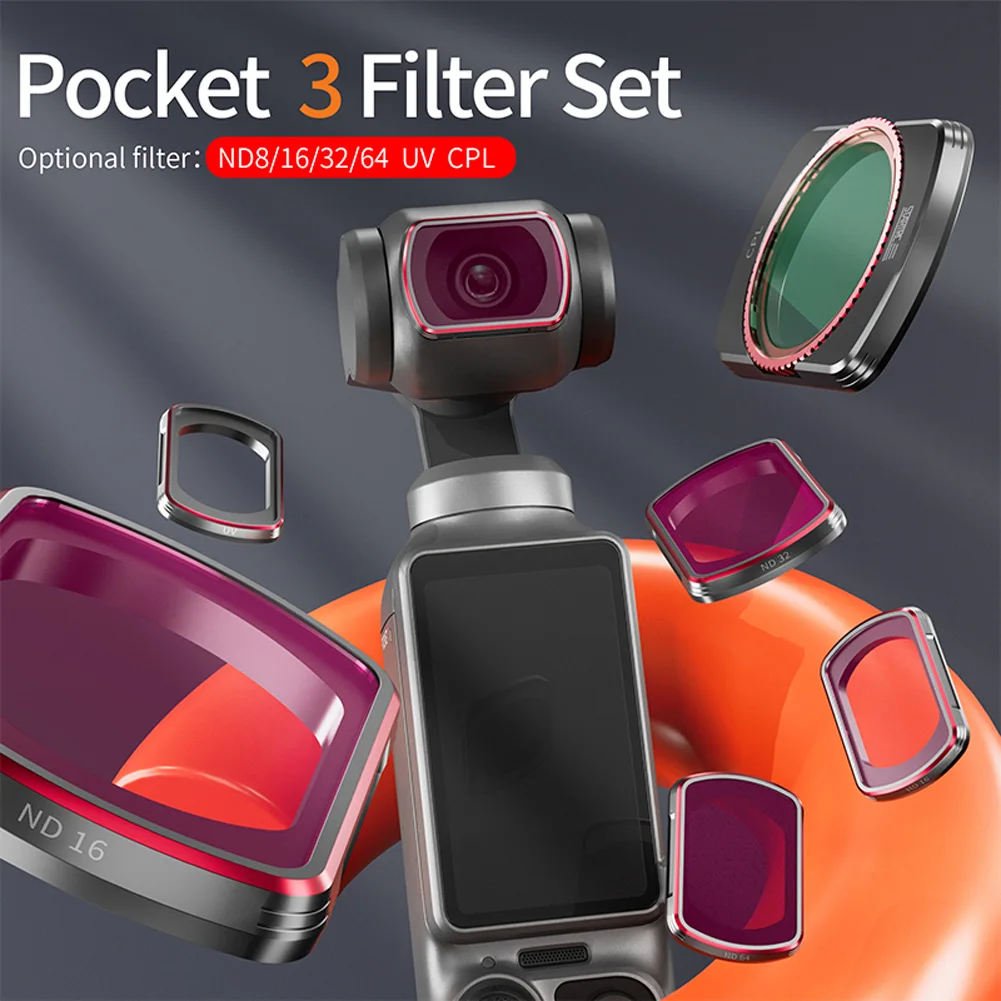 

Комплект фильтров для объектива, 6 шт., высокая светопередача, реальный цвет, набор фильтров для объектива CPL/ND8/16/32/64/256 для DJI OSMO Pocket 3, объектив камеры