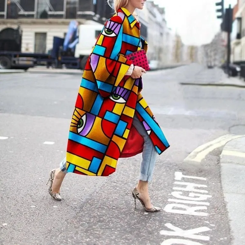 2023 Spring Autumn Women's Coat Long Printed Floral Ladies Coat Fashion Color Matching Elegant Casual Plus Size Long Coat
2023 Spring Autumn Women's Coat Long Printed Floral Ladies Coat Fashion Color Matching Elegant Casual Plus Size Long Coat